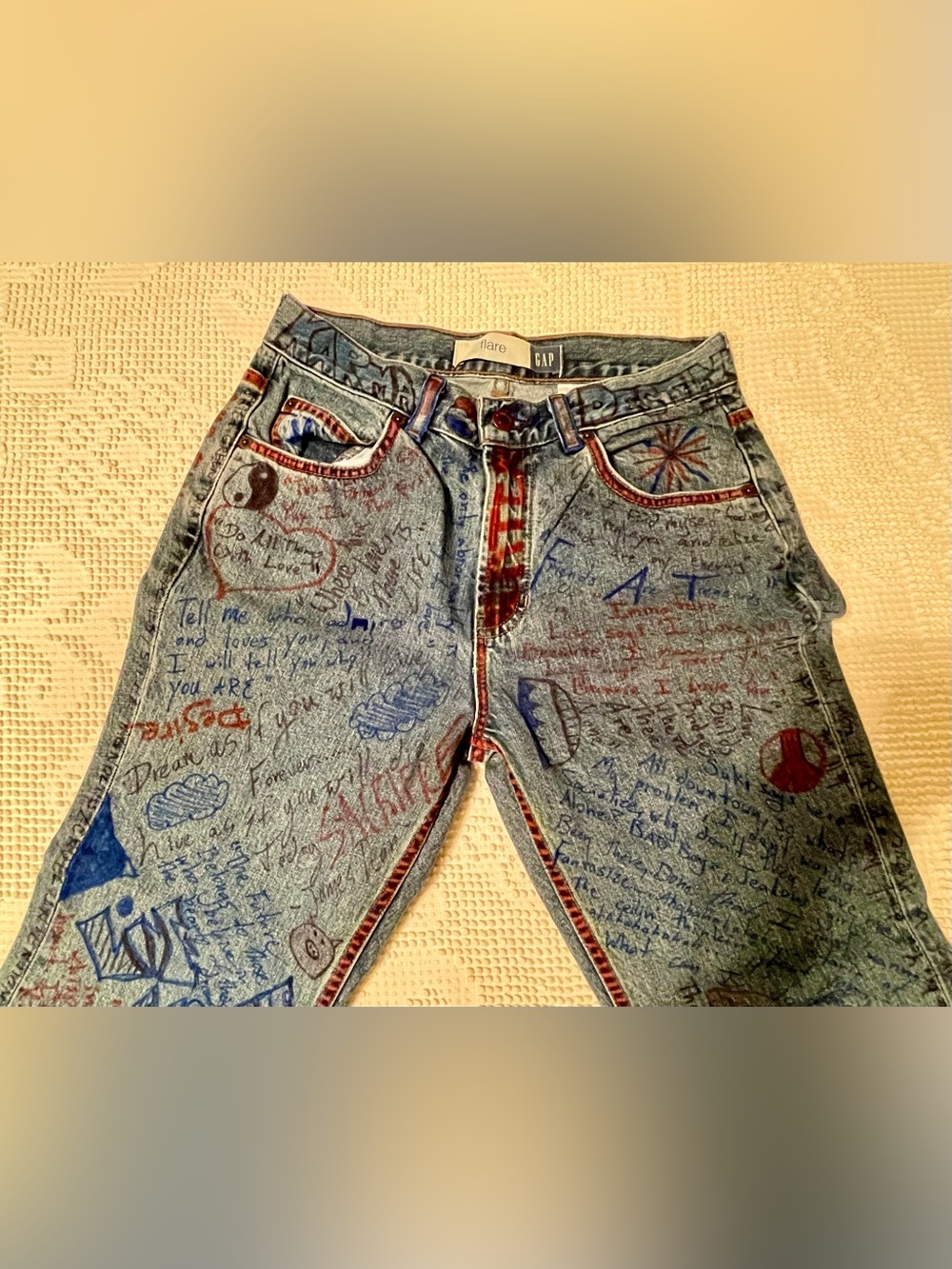Vintage GAP Women’s Flare ‘Graffiti’ Jeans - Size 4 | Y2K